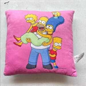Pink Simpsons Family Throw Pillow